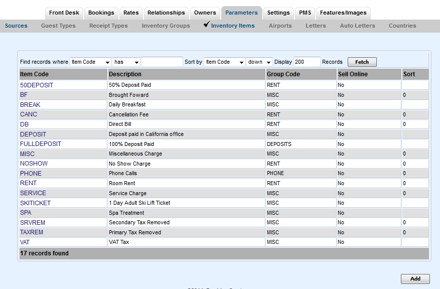 Inventory Items MyPMS Documentation BookingCenter Documentation